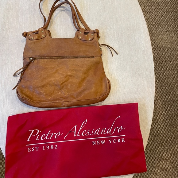 Pietro Alessandro Leather Bag Brien Crossbody Tote - Picture 3 of 9
